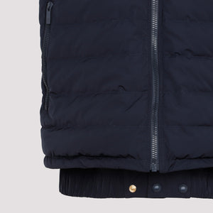 THOM BROWNE Men's Padded Quilted Vest in Charcoal with Contrast 4-Bar Detail