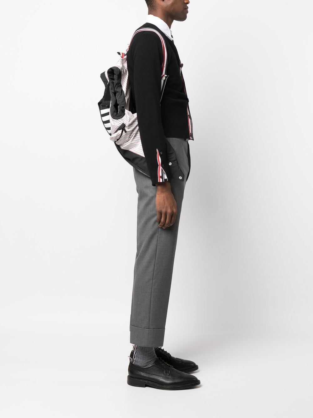 THOM BROWNE Men's Down Puffer Vest with Stripe Detailing in Grey for FW23