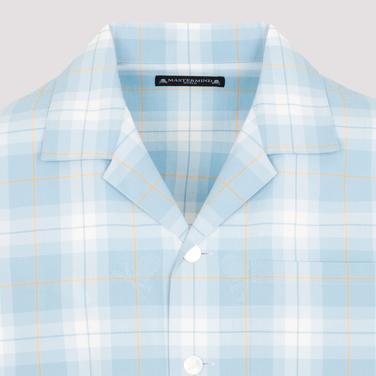 MASTERMIND JAPAN Men's Blue Plaid Open Collar Shirt for SS24