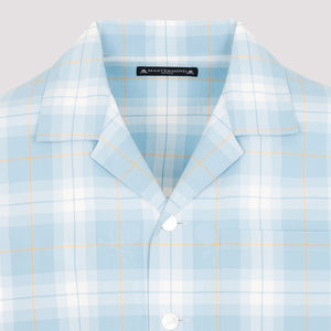 MASTERMIND JAPAN Men's Blue Plaid Open Collar Shirt for SS24