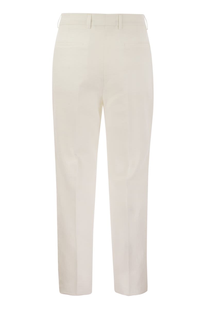 BRUNELLO CUCINELLI Men's White Linen Trousers with Darts for SS24