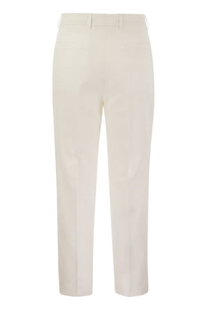 BRUNELLO CUCINELLI Men's White Linen Trousers with Darts for SS24