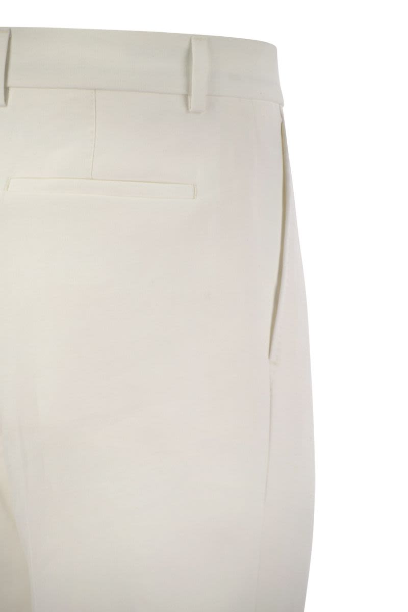 BRUNELLO CUCINELLI Men's White Linen Trousers with Darts for SS24