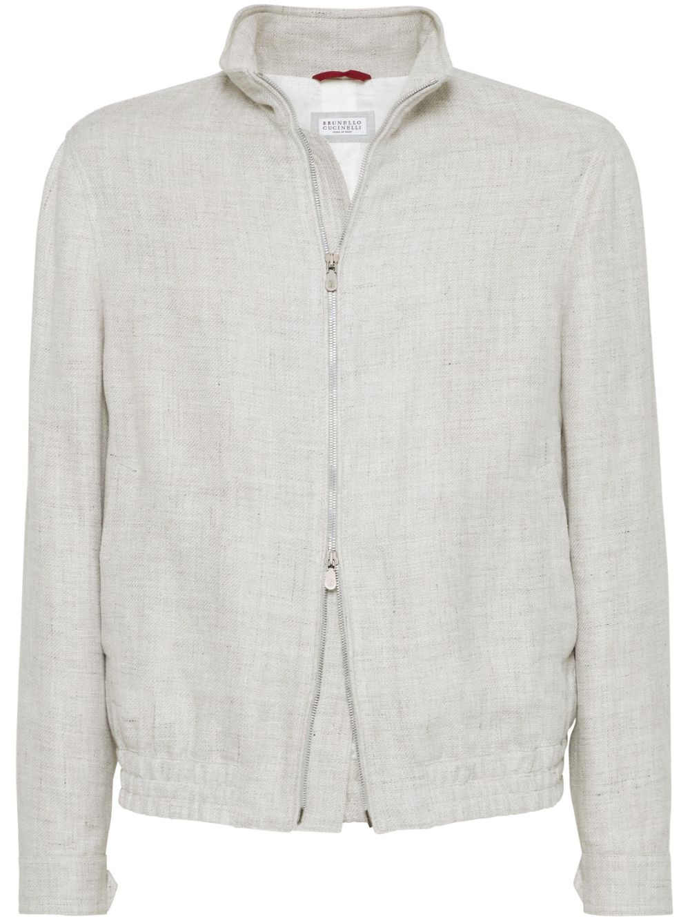 BRUNELLO CUCINELLI Water Resistant Linen Blend Jacket for Men - Light Grey