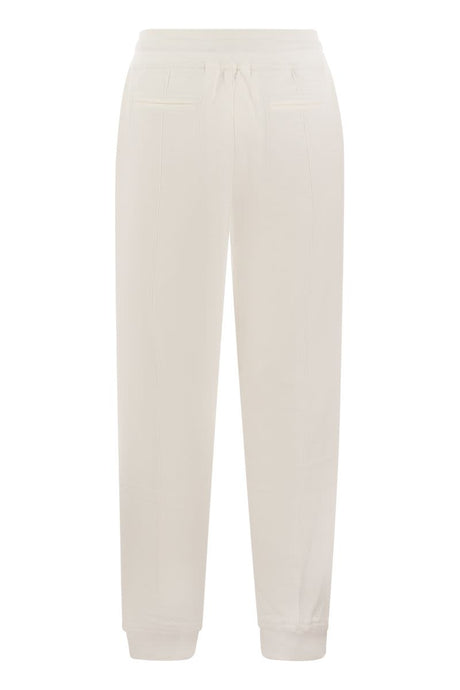 BRUNELLO CUCINELLI Elegant Cotton Fleece Pants with Crease Detail and Elastic Hem