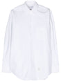 THOM BROWNE Executive White Cotton Shirt with Logo Patch