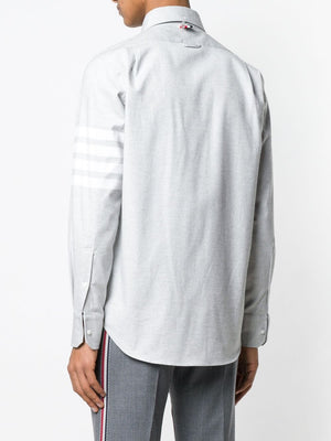 THOM BROWNE Elegant Grey Cotton Shirt with Signature Stripes