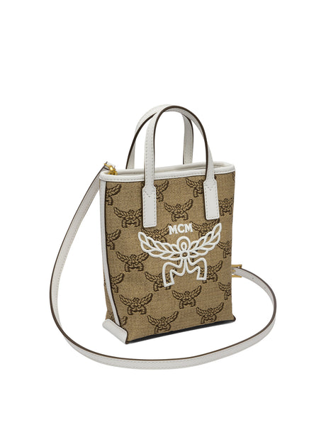 MCM Logo Embroidered Tote Handbag