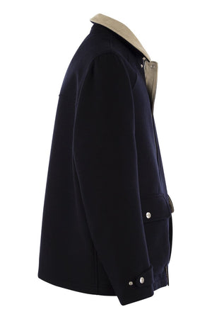 BRUNELLO CUCINELLI Elegant Double Wool Outerwear with Corduroy Detail