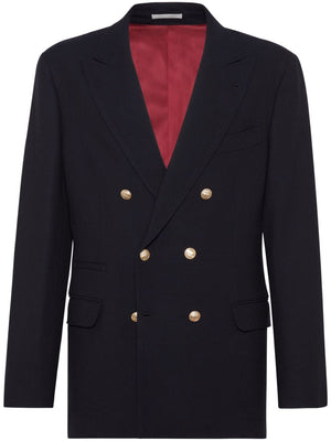 BRUNELLO CUCINELLI Midnight Majesty Double-Breasted Wool Jacket