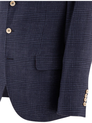 BRUNELLO CUCINELLI Prince of Wales Check Blazer in Blue