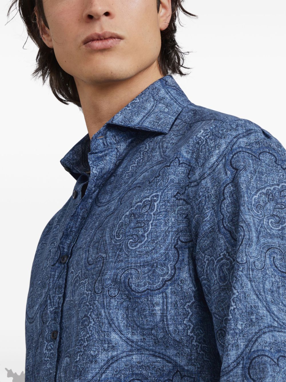 BRUNELLO CUCINELLI Slim Fit Paisley-Patterned Cotton Shirt for Men