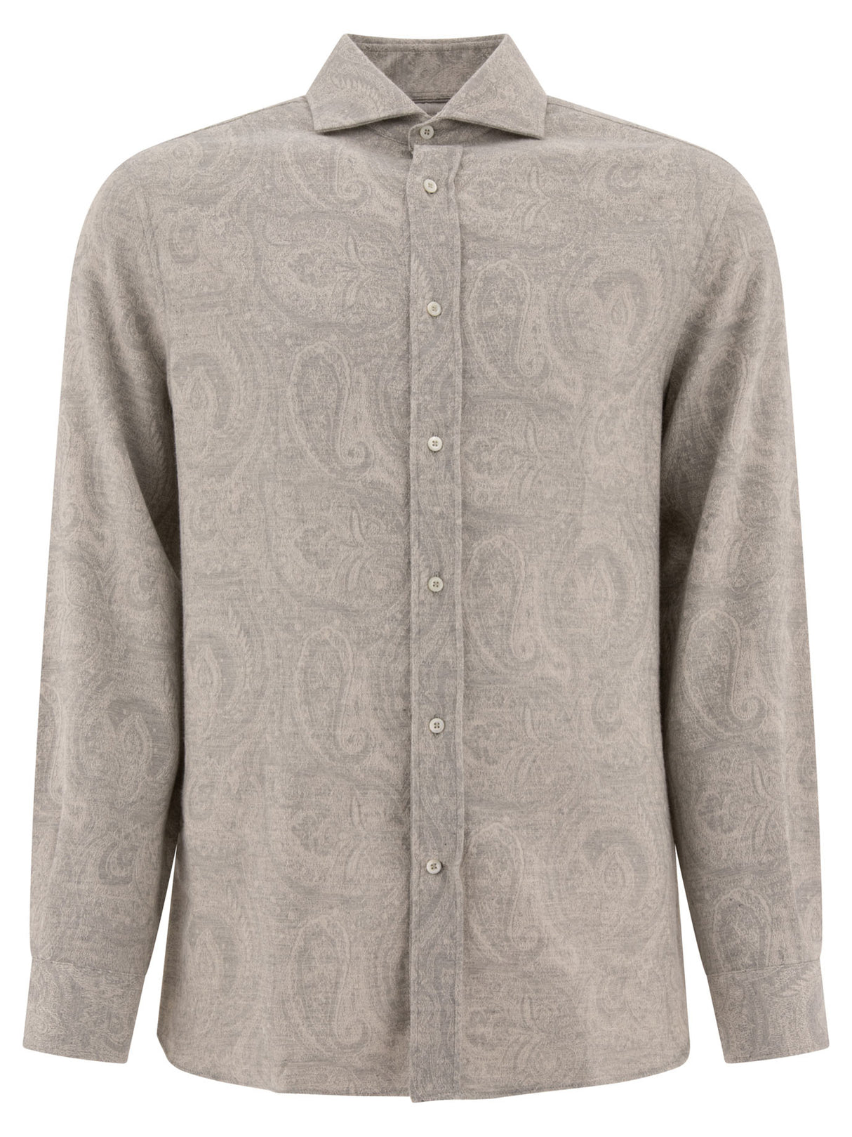 BRUNELLO CUCINELLI Paisley Jacquard Flannel Shirt in Grey