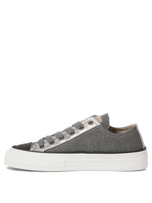 BRUNELLO CUCINELLI Jeweled Wool Sneakers with Leather and Suede Accents