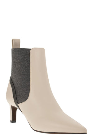 BRUNELLO CUCINELLI Refined and Luxurious Leather Heeled Ankle Boots for Women