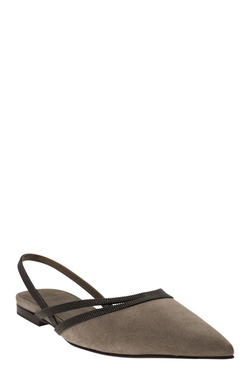 BRUNELLO CUCINELLI Chic Suede Flats with Gem-Encrusted Straps