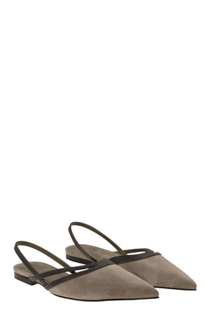 BRUNELLO CUCINELLI Chic Suede Flats with Gem-Encrusted Straps