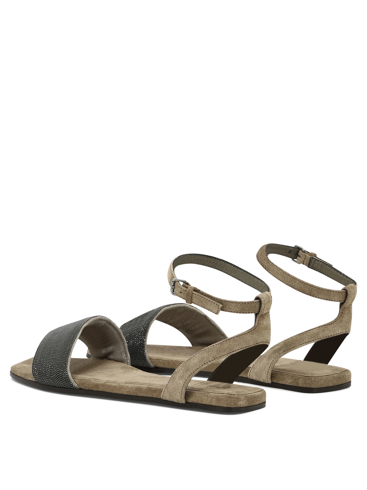 BRUNELLO CUCINELLI Suede Sandals with Signature Chain Detail