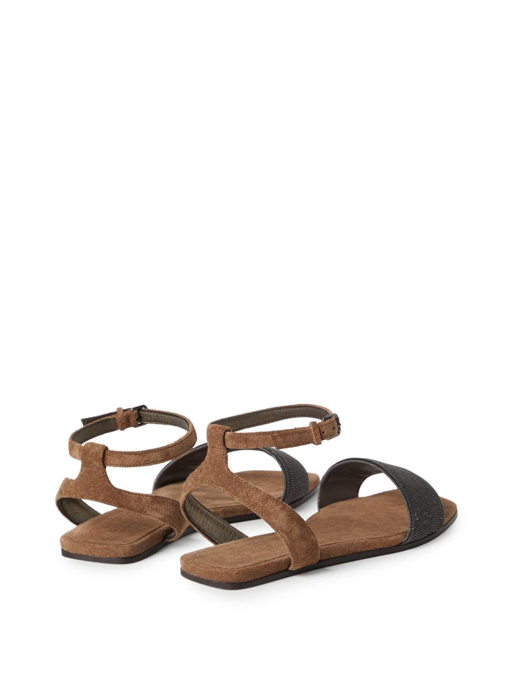 BRUNELLO CUCINELLI Suede Sandals with Signature Chain Detail