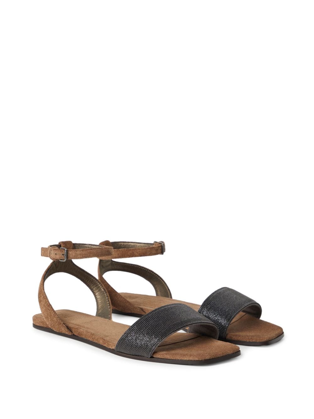 BRUNELLO CUCINELLI Suede Sandals with Signature Chain Detail