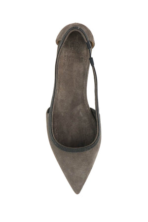 BRUNELLO CUCINELLI Elegant Suede Ballerina Flats with Embellished Details