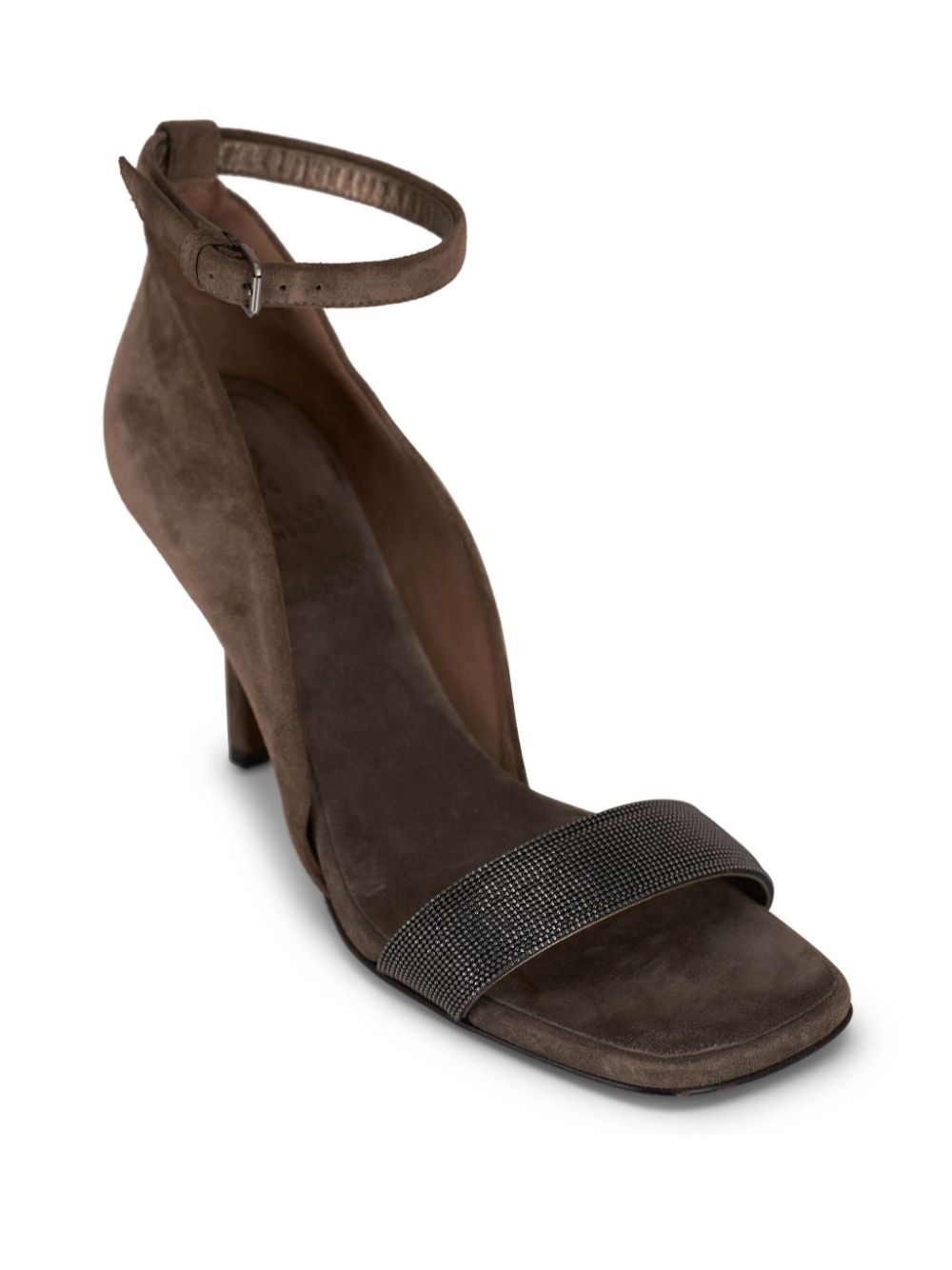 BRUNELLO CUCINELLI Square Open Toe Stiletto Pumps with Buckle-Fastening Ankle Strap - 80mm