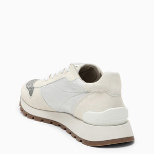 BRUNELLO CUCINELLI White Nylon and Suede Trainer - SS24 Collection for Women