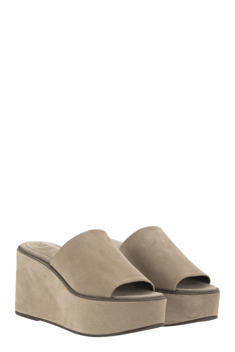 BRUNELLO CUCINELLI Suede Wedges with Luxurious Welt