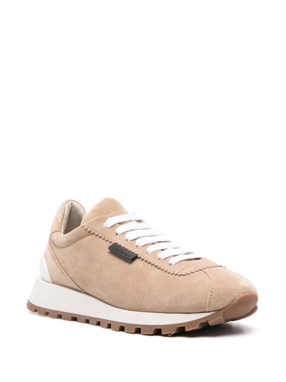 BRUNELLO CUCINELLI Luxury Suede Sneakers with Monili Bead Detail