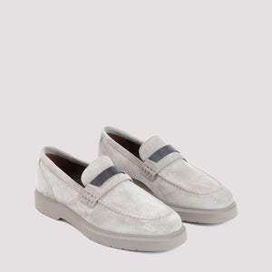 BRUNELLO CUCINELLI Nude & Neutral Suede Loafers with 2cm Heel for Women - SS24 Collection