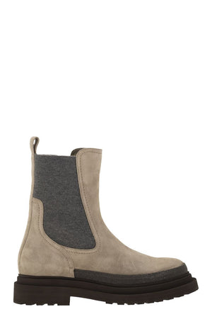 BRUNELLO CUCINELLI SUEDE CHELSEA BOOT WITH "PRECIOUS DETAIL"