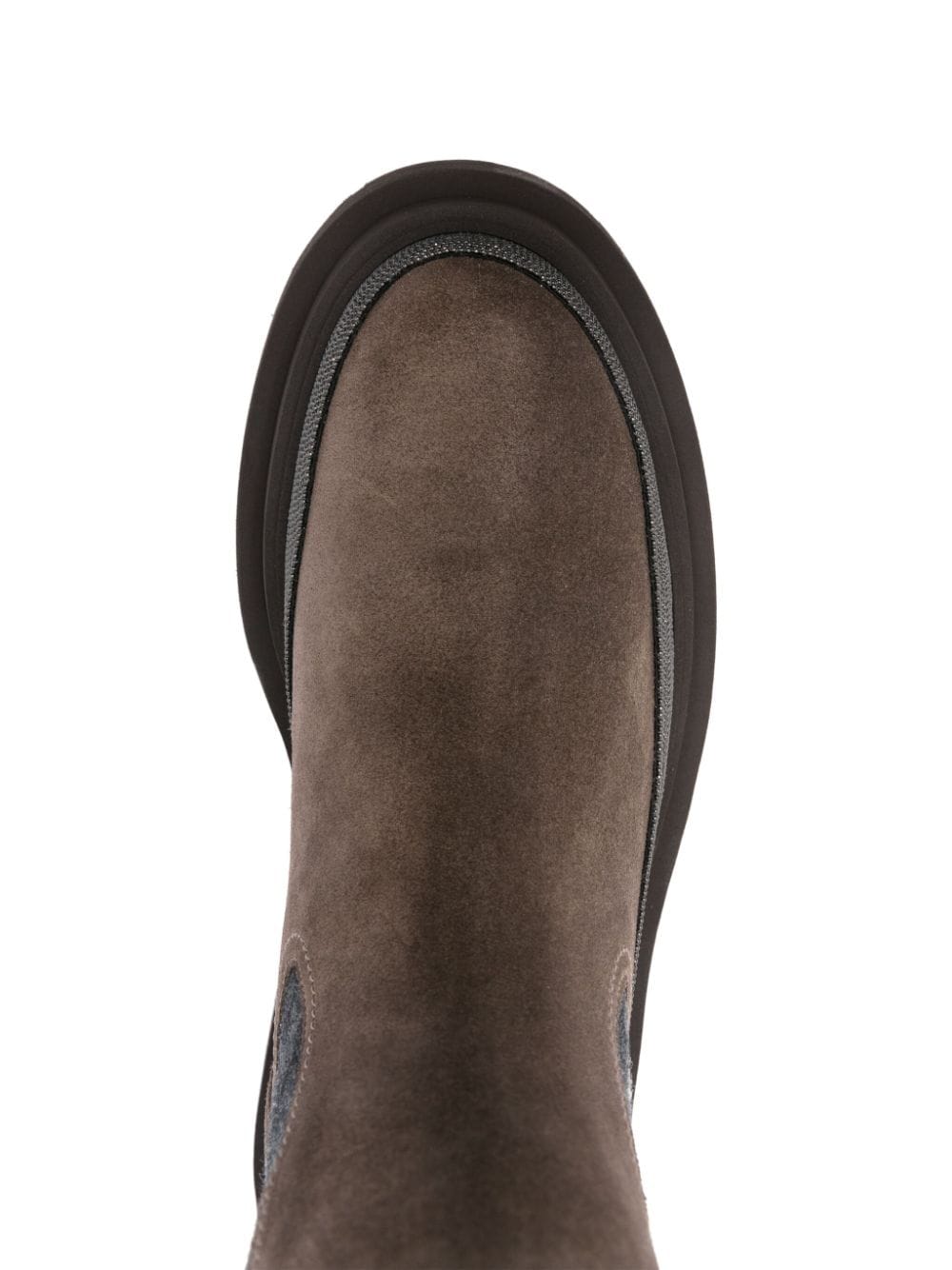 BRUNELLO CUCINELLI Luxury Suede Chelsea Boots with Monili Chain Detail