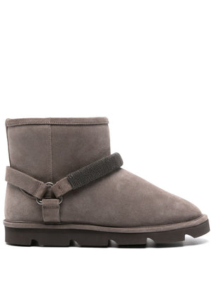 BRUNELLO CUCINELLI Suede Ankle Boots with Shearling Lining - Women's