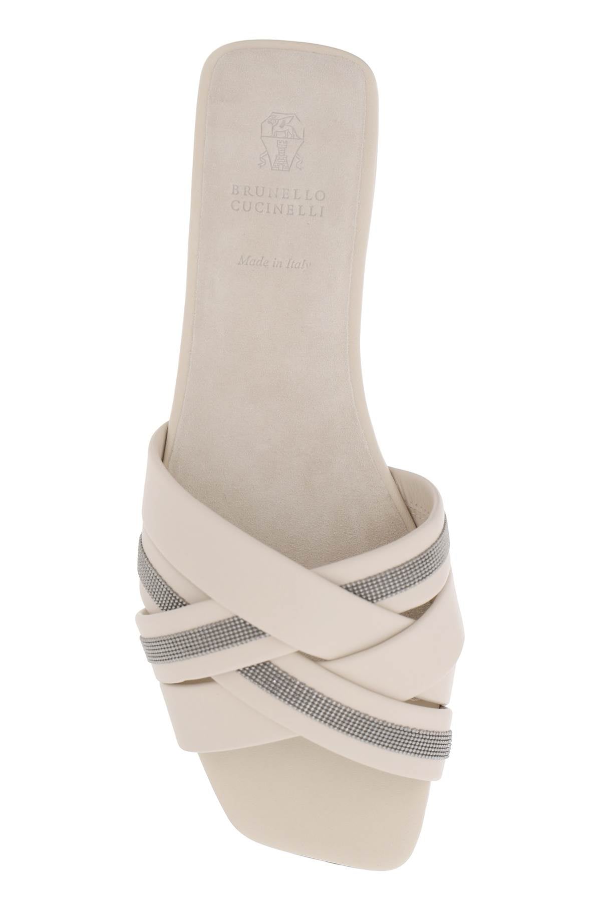 BRUNELLO CUCINELLI Nappa Slide Sandals with Decorative Charm