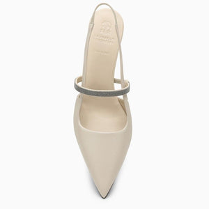 BRUNELLO CUCINELLI Ivory Leather Slingback for Women - SS24 Collection
