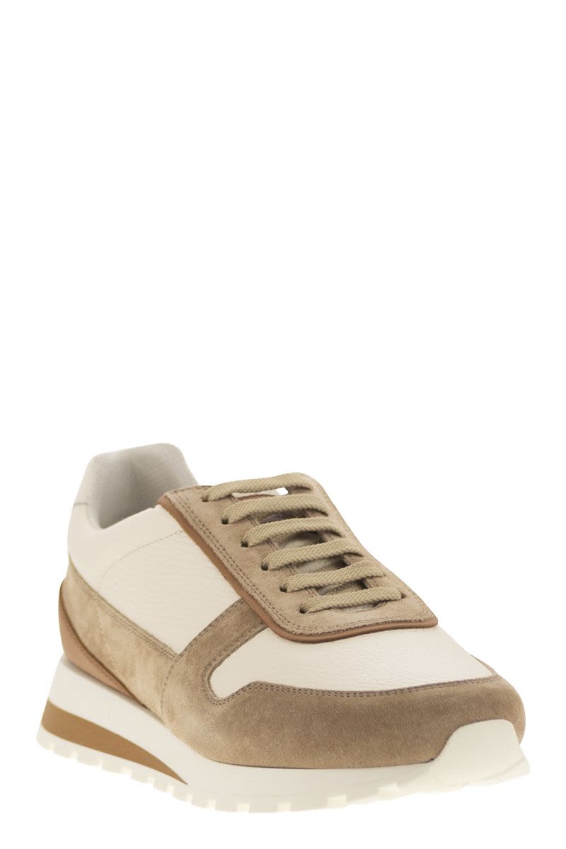 BRUNELLO CUCINELLI Vintage-Inspired Grained Calfskin and Suede Men's Runners