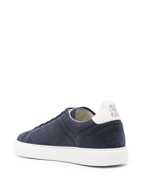 BRUNELLO CUCINELLI Blue Suede Low-Top Sneakers for Men