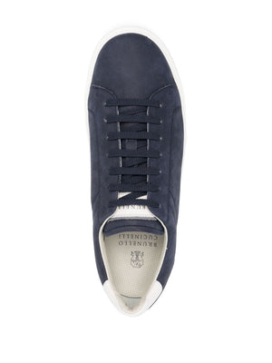 BRUNELLO CUCINELLI Men's Grey Leather Sneakers for Sophisticated and Casual Outfits - FW23