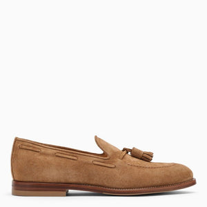 BRUNELLO CUCINELLI Tan Suede Moccasin with Tassel Detail for Men