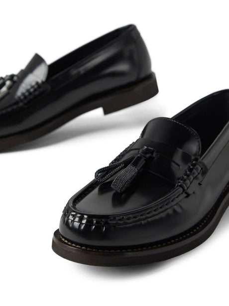 BRUNELLO CUCINELLI Leather Loafers with Signature Chain Detail