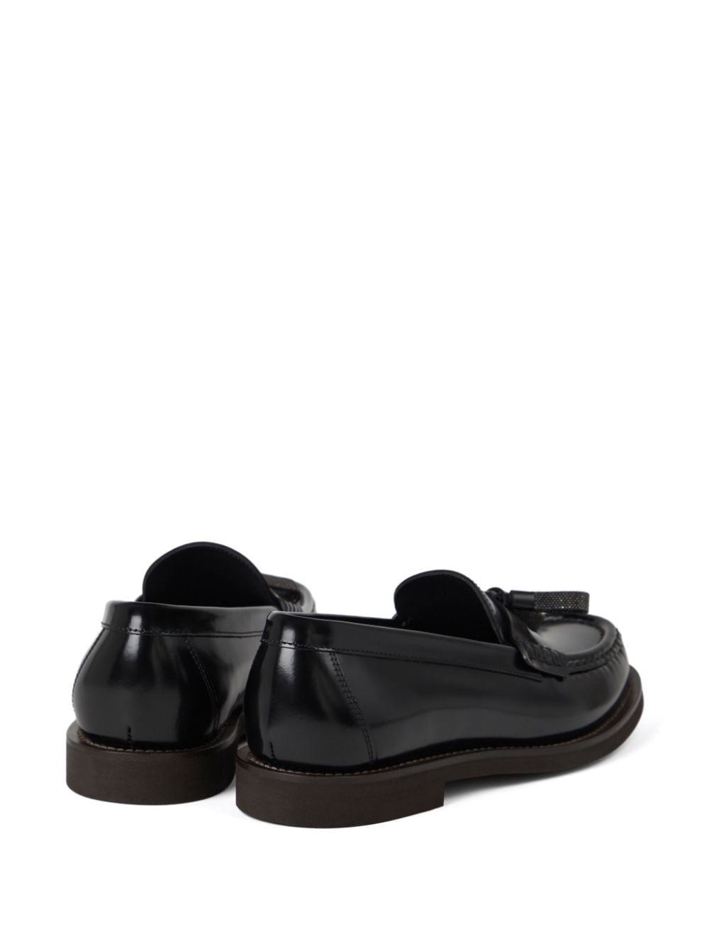 BRUNELLO CUCINELLI Elegant Leather Moccasins with Monili Chain Detail