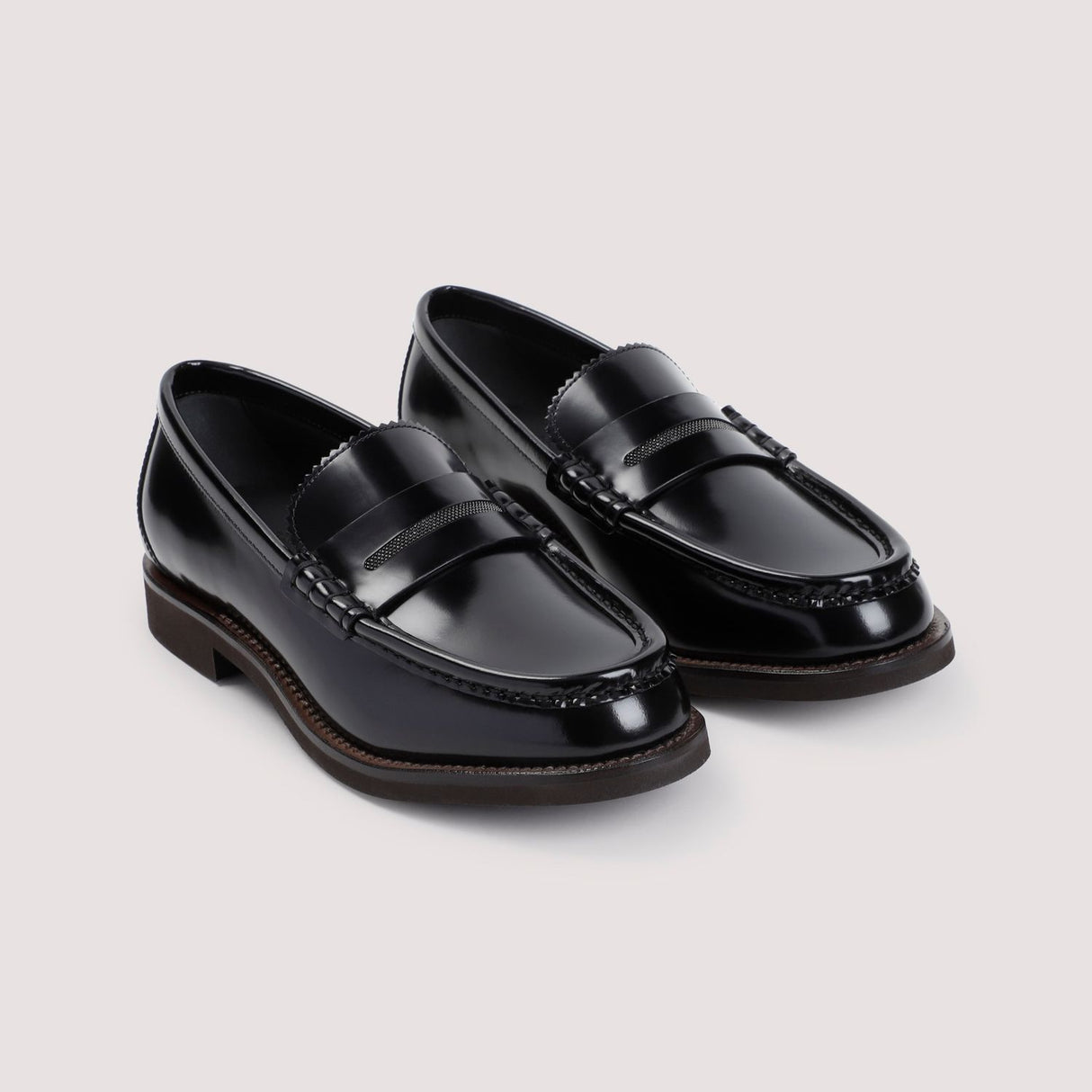 BRUNELLO CUCINELLI Elegant Black Leather Loafers for Women