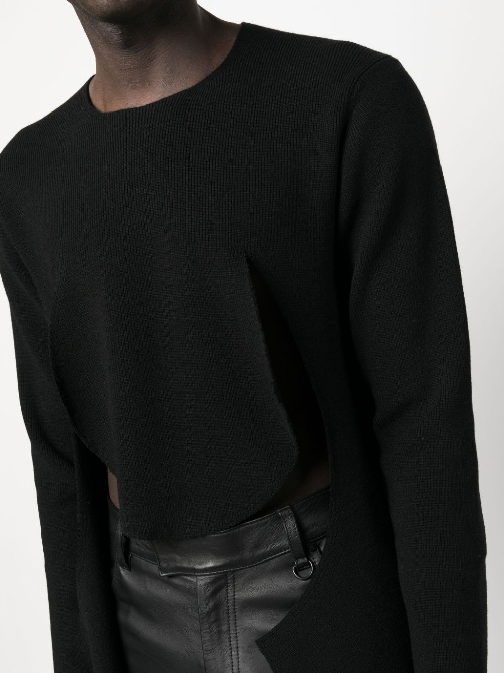 HOMME PLISSE Asymmetric Cut-Out Jumper for Men in Black