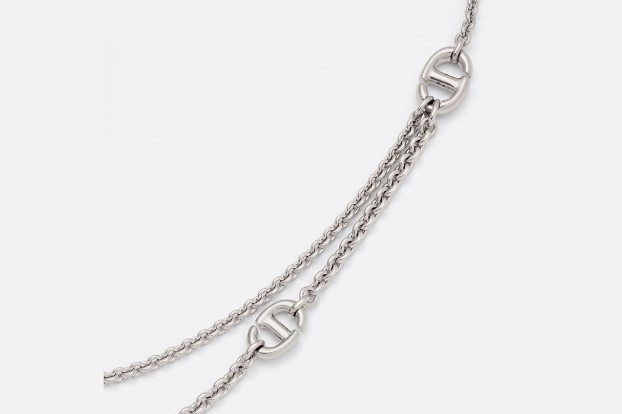 DIOR Elegant Silver-Finish Metal Collar Necklace for Women