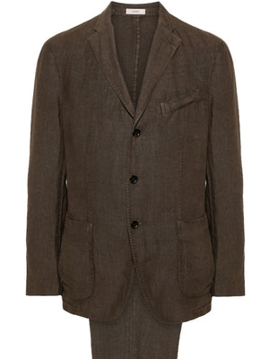 BOGLIOLI Men's Brown Linen Single-Breasted Suit for SS24