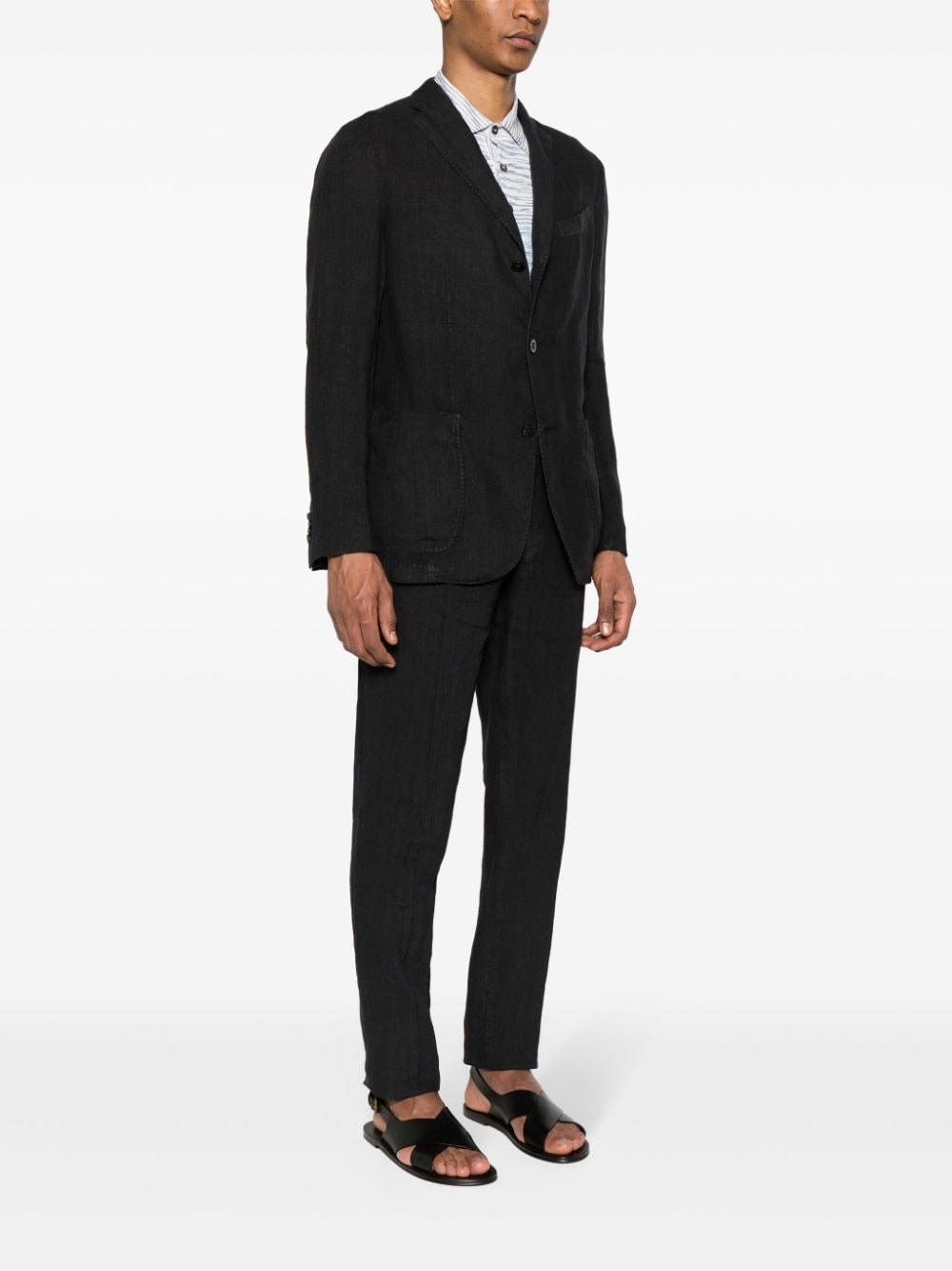 BOGLIOLI Midnight Blue Linen Single-Breasted Suit for Men - SS24 Collection