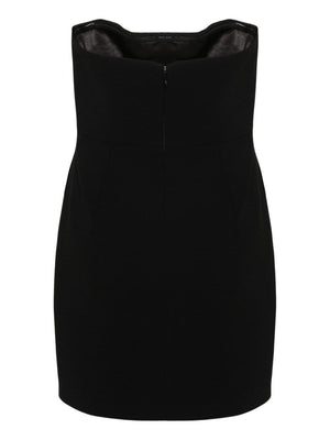 THE NEW ARRIVALS BY ILKYAZ OZEL Elegant Black Strapless Crepe Mini Dress for Women