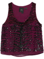 PINKO Sleeveless Bordeaux Zebra Sequin Top