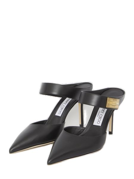JIMMY CHOO Elegant Black Leather Slip-On Flats with 8.5cm Heel for Women