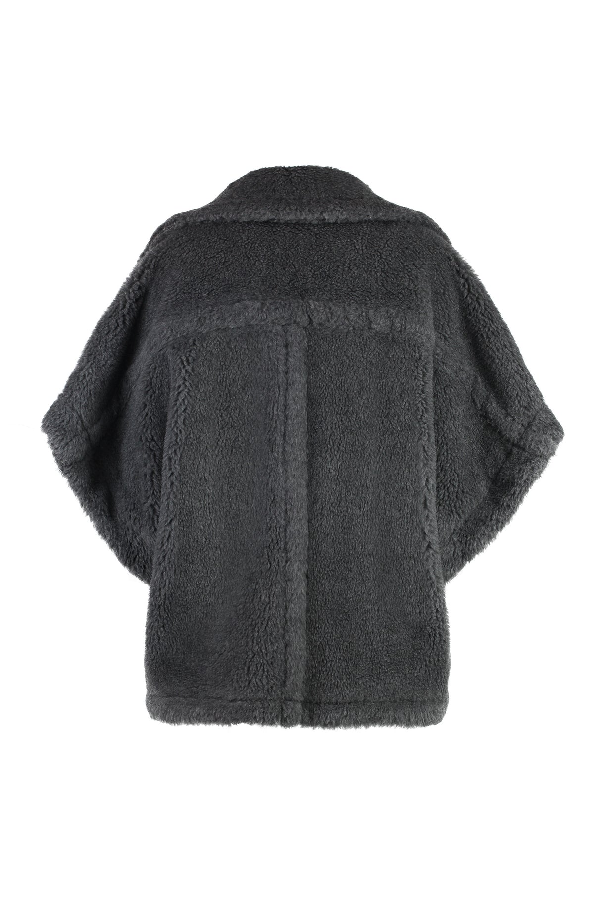 MAX MARA Asymmetrical Vegan Fur Jacket with Silk and Alpaca Blend